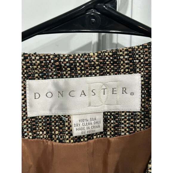 Doncaster Silk Two-Piece Set Textured Button-Up Blazer Pencil Skirt Size 2 - Picture 5 of 13